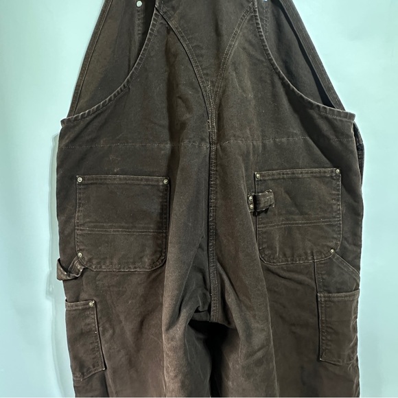 CARHARTT Overalls Mens 46x30 R27 Insulated Bib Duck Carpenter Double Knee Brown - Picture 2 of 10